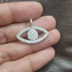 Moissanite Evil Eye Pendant: 925 Sterling Silver Charm