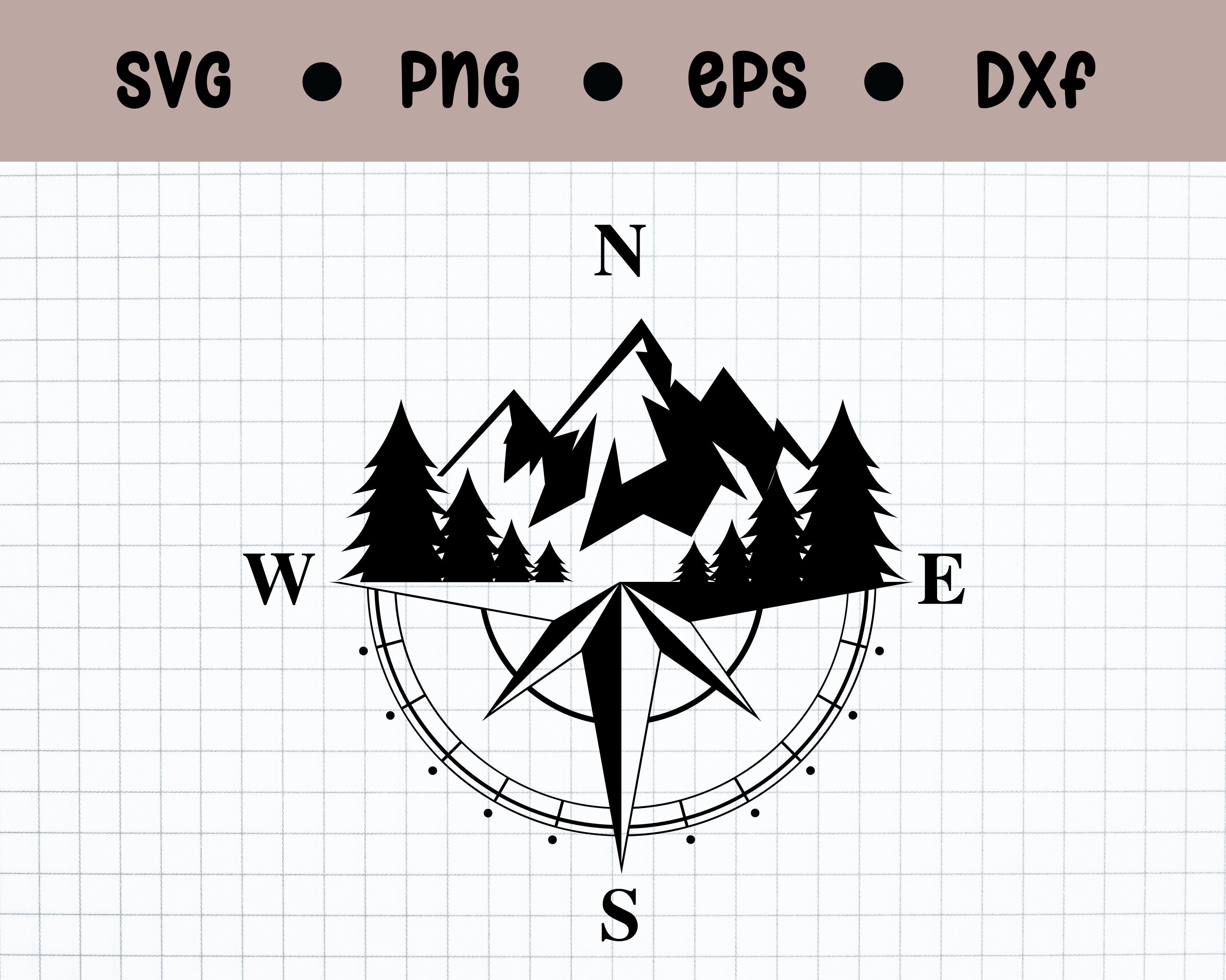 Compass Mountain Svg Half Compass Svg Mountain Range Svg Cut Files for ...