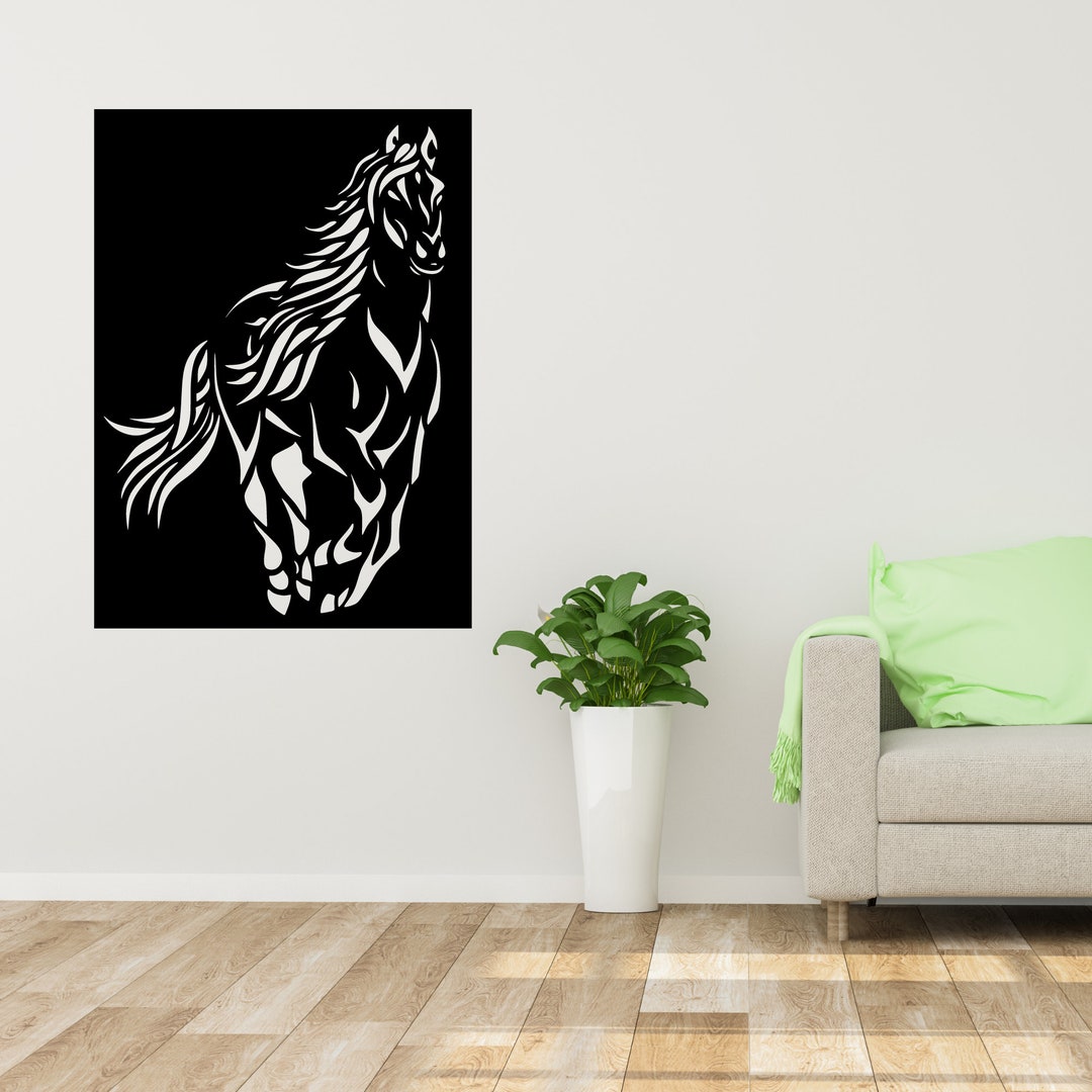Horse Laser Wall Art Cut Dxf File Pattern CNC Router Cutting Decorative
