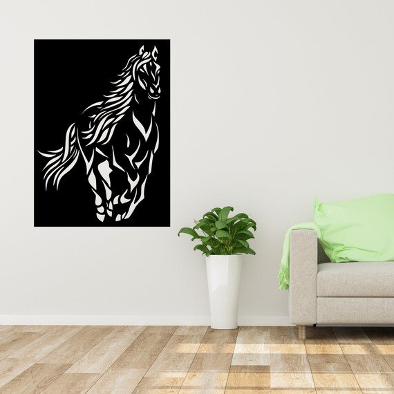 Horse Laser Wall Art Cut Dxf File Pattern CNC Router Cutting.