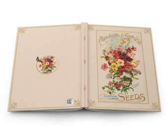 May include: Open journal with a cream cover, floral design, and the text "Mandeville & King Co's Superior Flower Seeds." The journal's interior has a floral illustration and a butterfly.