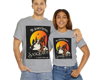 T-shirt Bigfoot, Sasquatch, T-shirt montagne, Chemise amusante, Amateur de Bigfoot, Cadeau spécial ami, Trouver Sasquatch, T-shirt unisexe en coton épais