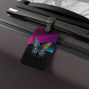 Butterfly, Purple & Black Butterfly Tag, Matching Luggage Tag, Identification Tag, Suitcase Tag, Friend Gift, Wedding Gift, Luggage Tag