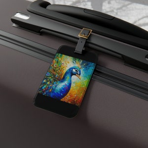 Peacock, Peacock Luggage Tag, Matching Luggage Tag, Identification Tag, Suitcase Tag, Peacock Lover, Friend Gift, Wedding Gift, Luggage Tag