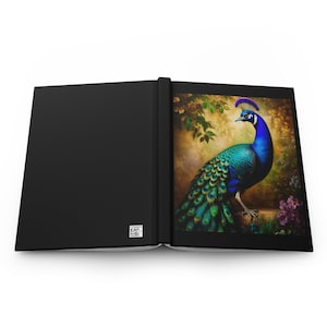 Peacock Journal, Notebook, Diary, Colorful Peacock, Peacock Lover, Gift for her, Wedding Gift, Nature Lover, Hardcover Journal Matte