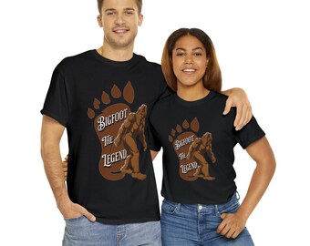 Chemise Bigfoot, Sasquatch, Bigfoot The Legend, Bigfoot Lover, T-shirt unisexe en coton épais