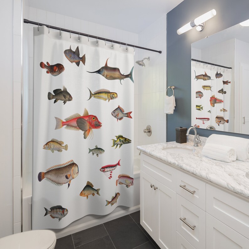 Fish Shower Curtain, Fish Variety, Fish Lover, Bathroom Curtain, Shower