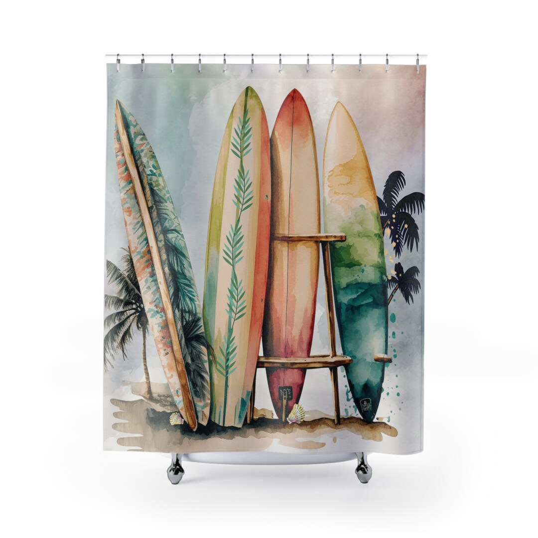 Surf Boards, Surfer, Surfing Lover, Surf Board Shower Curtains, Gift