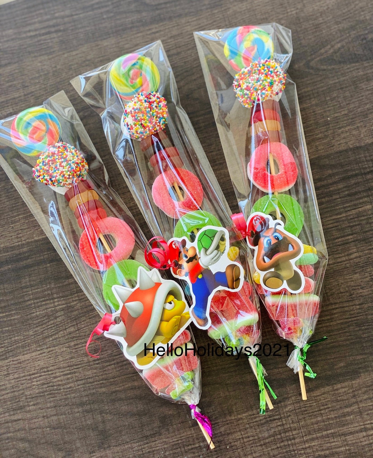 Mario Style Themed Candy Kabobs! Stickers/characters WILL Vary! Each ...