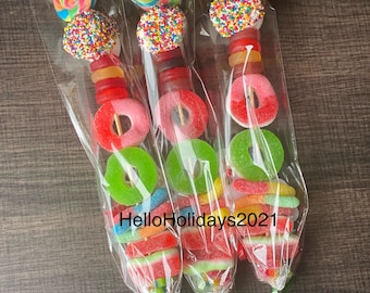 Candy Kabobs! Colors/Gummies could vary, depending on what we have in stock! Heat Sensitive! Check messages for delivery updates!