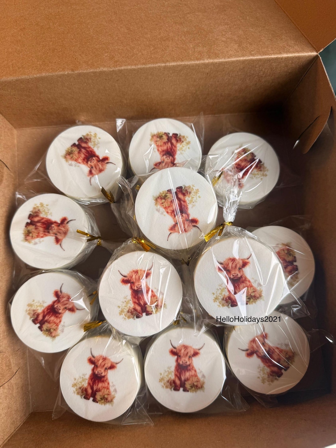 1 Dozen Highland Cow Themed Dipped Oreos! HEAT SENSITIVE! Made With an ...