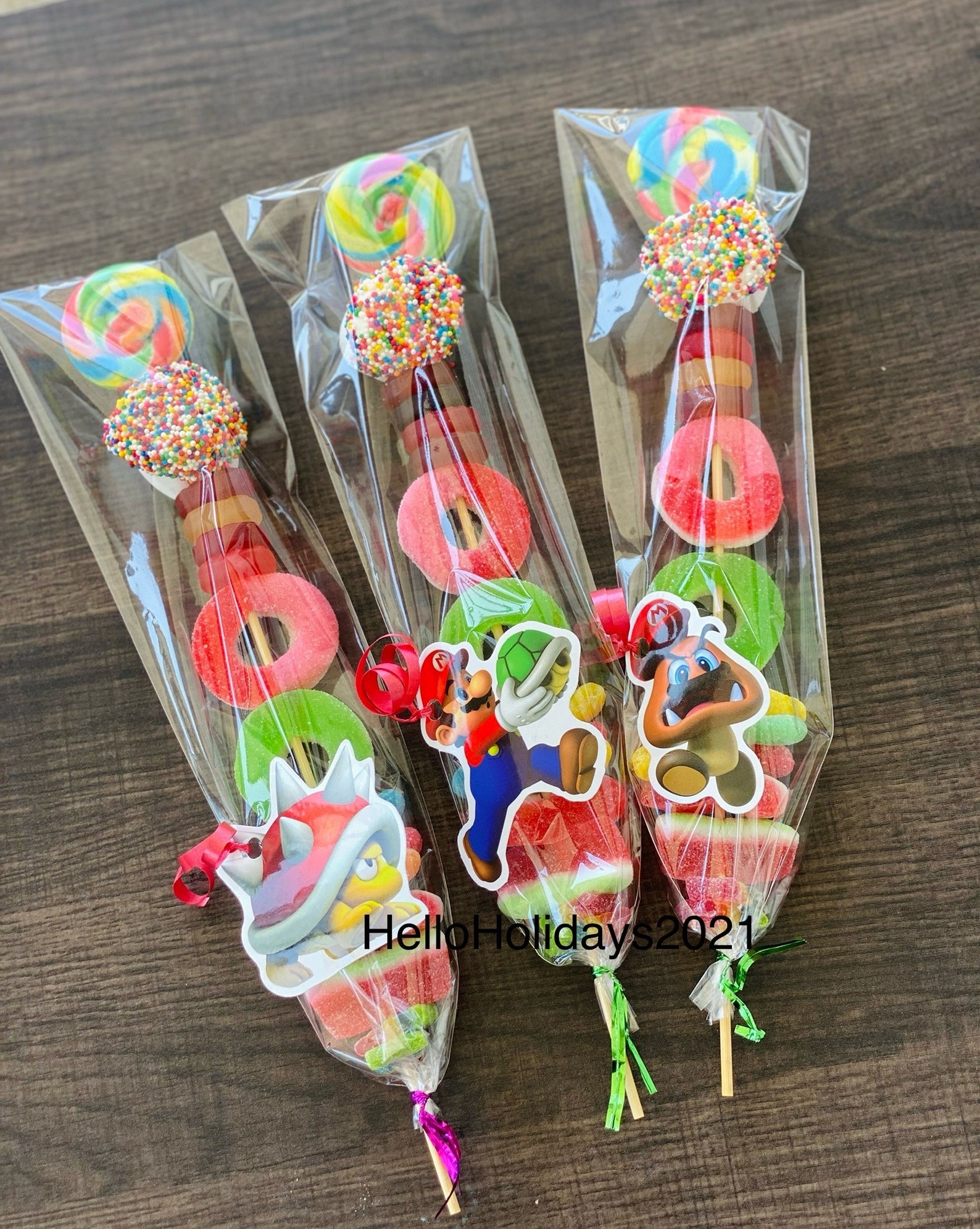 Mario Style Themed Candy Kabobs! Stickers/characters WILL Vary! Each ...
