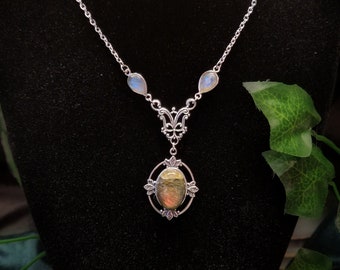 Collier Elfique Fantaisie 'Sadronniel' en Argent Labradorite Fait à la Main
