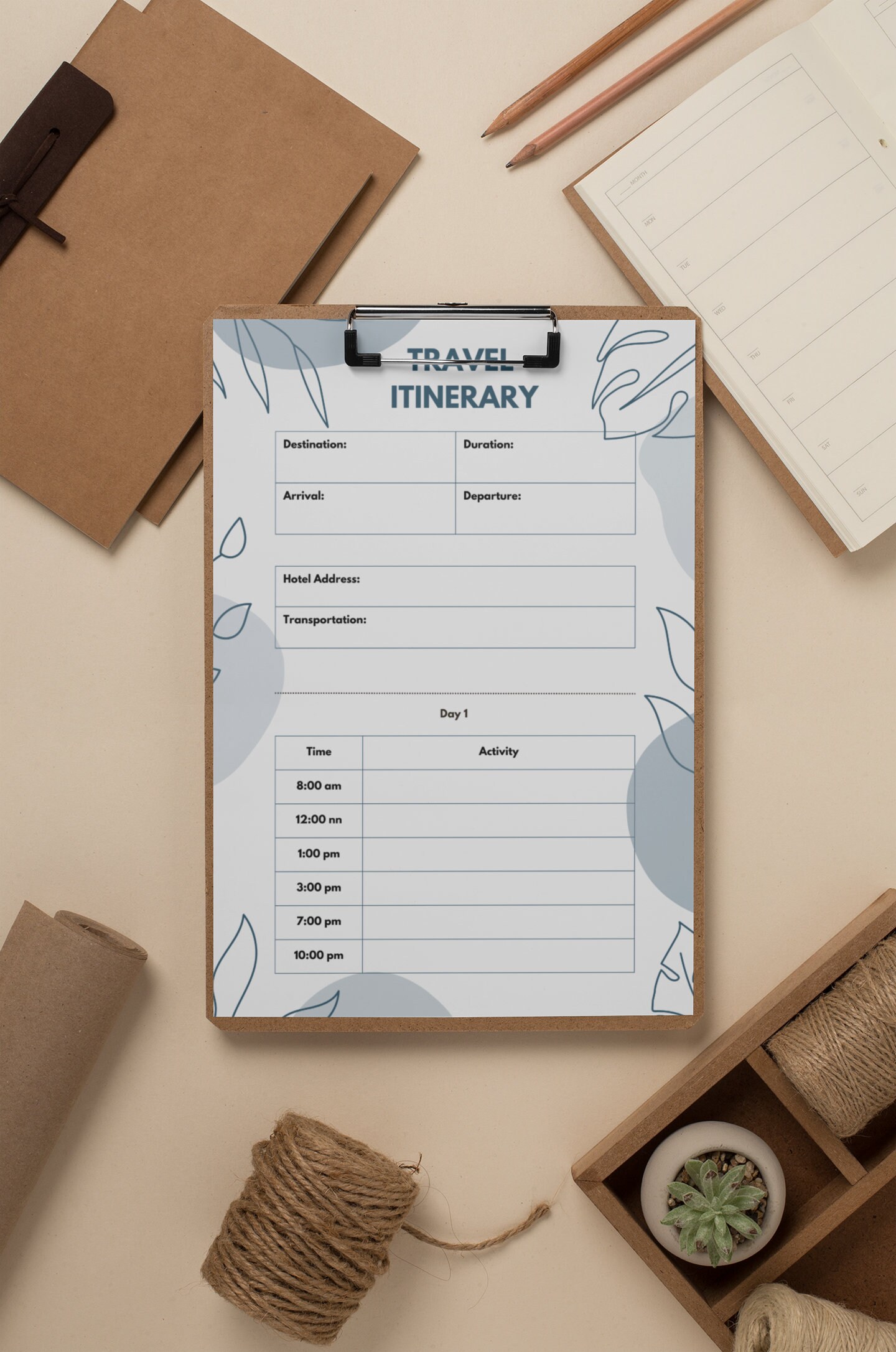 2 Week Printable Travel Itinerary Template Instant Download Travel ...