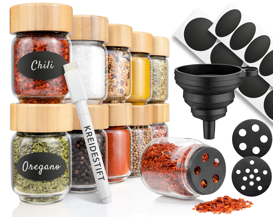 Stackable Shakers 10 Stackable Spice Shakers Set 90ml Glass Containers With Lids - Etsy ...