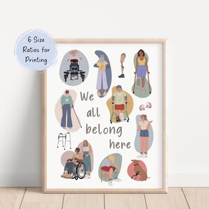 We All Belong Here Poster Disability Social Worker Inclusion Posters, School Counselor Inclusive Wall Art, Social Worker Equality Safe Space