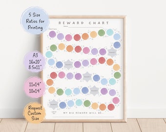 Reward Chart for Toddlers and Kids, Printable Rainbow Chore Poster, Instant Download