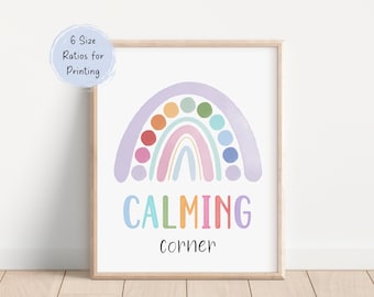 Kalmerende hoek educatieve poster, therapie kantoor decor print, kalmerende technieken, geestelijke gezondheid poster, kalm hoek, digitale download