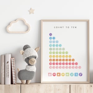 Conte até 10 Pôster de sala de aula Decoração de sala de aula de matemática - recurso do professor para sua escola em casa, pré-escola e sala de aula, download instantâneo