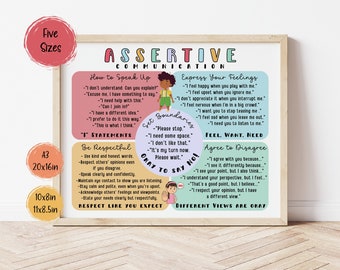 Assertive Communication Poster: Classroom Decor, Therapy Office (Digital Download)