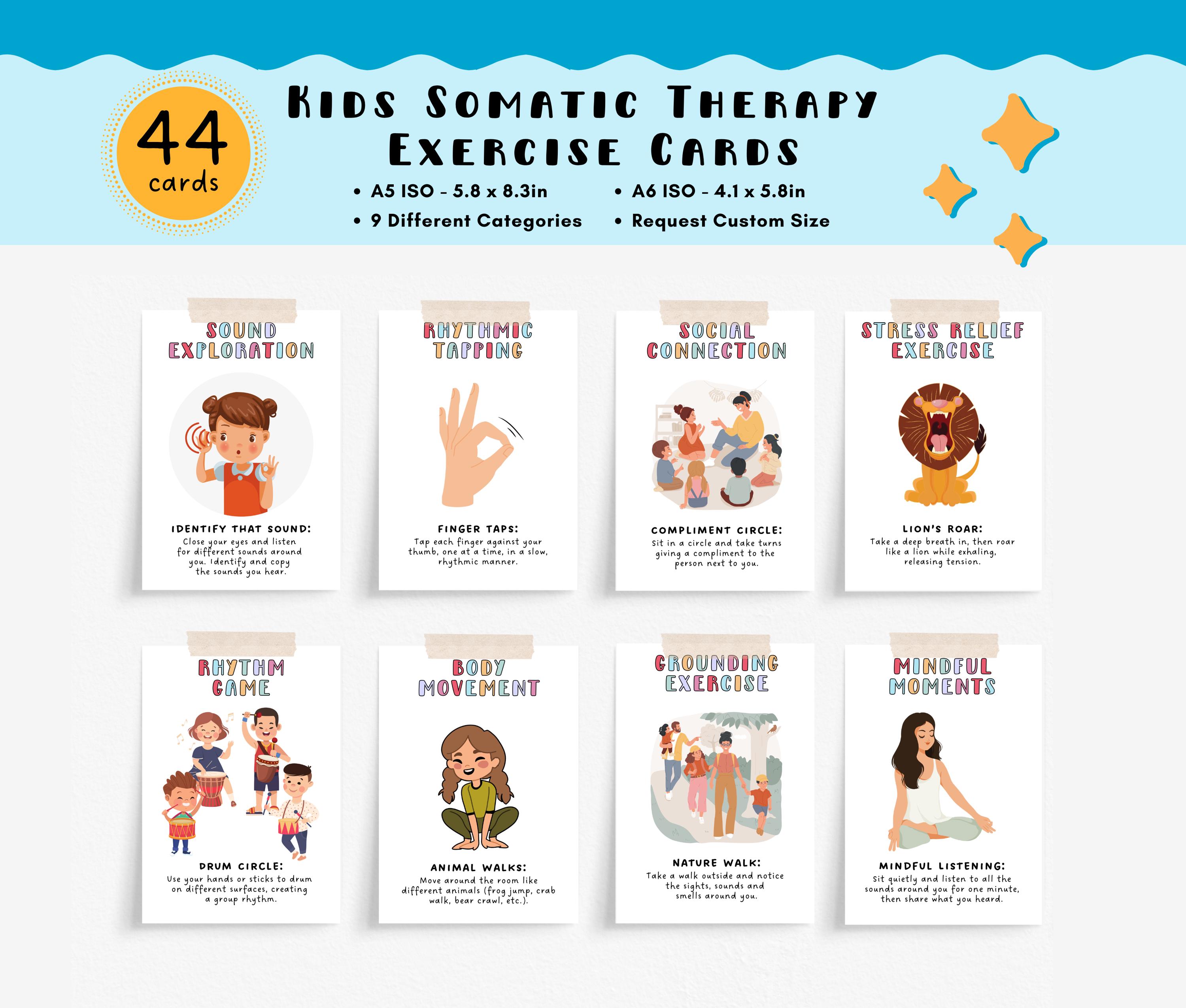 44 Trauma Response Somatic Therapy Coping Skill Cards for Kids, PTSD ...