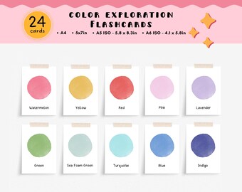 Colour Flashcards Preschool Cards, Educational Printable Cards, Montessori flashcards - 12 Cards