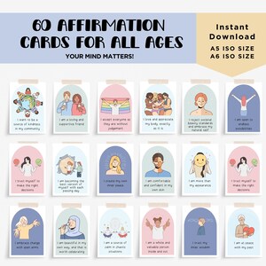 Cartes d'affirmation positive, pensée positive, motivante, positive pour le corps, encouragement inspirant, responsabilisation,