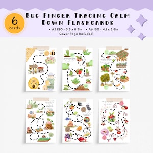 Finger Tracing Flash Cards with Cute Bugs for your Calm Down Corner Kit, Mindfulness Breathing Cards, Montessori Materials