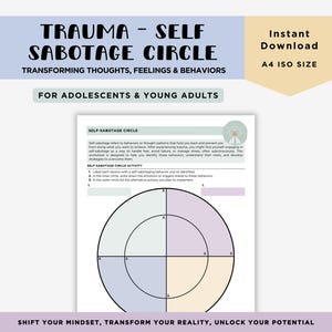 Selbstsabotage Traumatherapie Arbeitsblatt für Jugendliche und junge Erwachsene, Sozialarbeiter, Werkzeuge und Übungen für Therapeuten, psychische Gesundheit