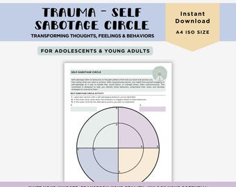 Self sabotage trauma therapy worksheet for teens and young adults, Social worker, Therapist tools and exercises, Mental health