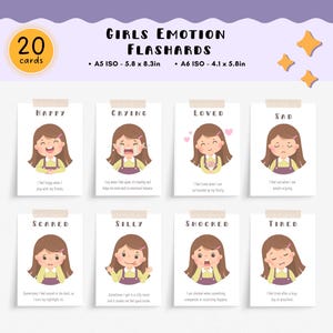 Mädchen Emotionen Karteikarten, Kleinkind Karteikarten Vorschule Frühlernhilfe, DIGITALER DOWNLOAD