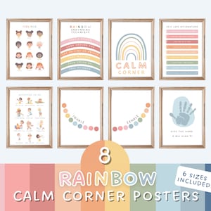 Calm Corner Klassenzimmer Poster mit Gefühlstabelle und Atemübungen, um einen ruhigen Bereich für Ihre Kinder zu schaffen