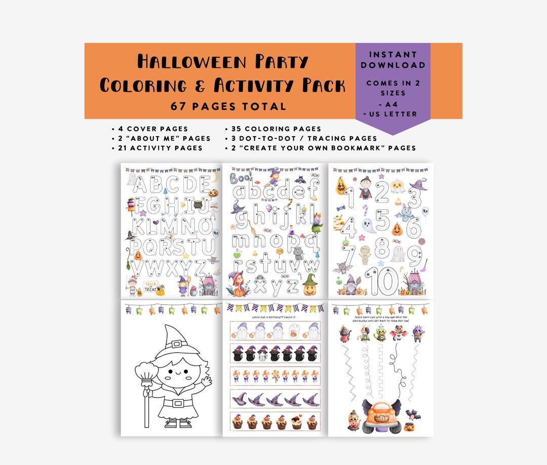 Halloween Activity & Coloring Pack - Printable Fun for Kids! Halloween ...