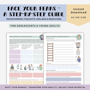 Therapy Worksheet Face Your Fears for teens and young adults, Therapist Resources, Social worker, Counselor tools and exercises