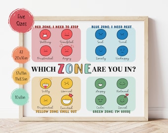Zones of Regulation Classroom Decor Print, Therapy Office Decor, School Counselor Office, Mental Health Poster