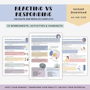 Reacting Vs Responding Worksheet for Adults - Etsy