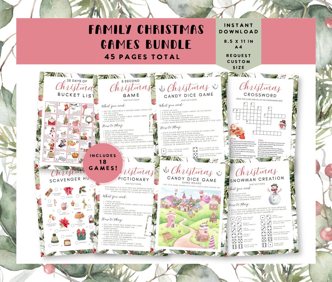 Christmas Games Bundle – 18 Printable Family Holiday Party Activities ...