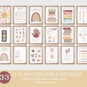 Beruhigende Ecke Poster Set von 33, Lernposter, Kinder Calm Corner Kit, emotionale Lernressourcen, Ratgeber Bürokunst