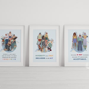 Diversity and Inclusion Posters, Therapy Office Decor, School Counselor, Social Worker Equality Safe Space Inclusive Wall Art