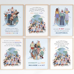 Inclusion & Diversity Posters for Office, School Counselor, Social Worker Equality Safe Space Inclusive Wall Art