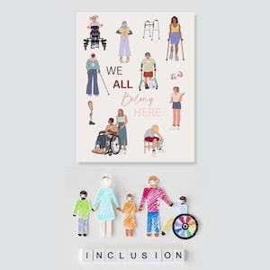 We All Belong Here Poster, Inclusion Posters School Counselor Inclusive Wall Art,Office Decor Social Worker Equality Safe Space