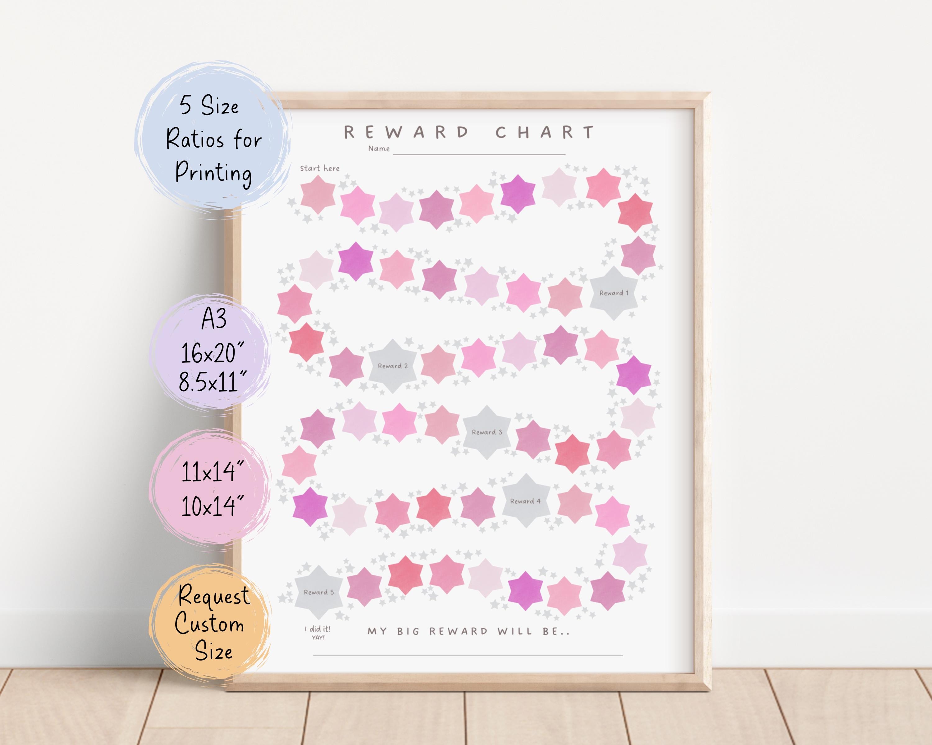 Reward Star Chart for Toddlers and Kids, Printable Pink Chore Poster ...