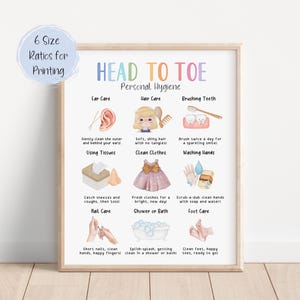 Personal hygiene poster for toddlers and kids, Kids Daily Schedule, Responsibility Chart, Instant Download