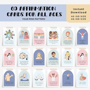 Positive affirmation cards, positive thinking, motivational, body positive, inspirational encouragement empowering,