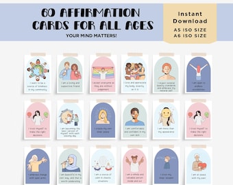 Positive affirmation cards, positive thinking, motivational, body positive, inspirational encouragement empowering,