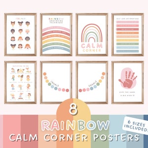 Calm Corner Klassenzimmer Poster mit Gefühlstabelle und Atemübungen, um einen ruhigen Bereich für Ihre Kinder zu schaffen