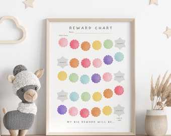 Reward Chart for kids, Toddler Reward Chart, Printable Rainbow Reward Chart, Reward Chart Printable, Kids Routine Chart, Instant Download