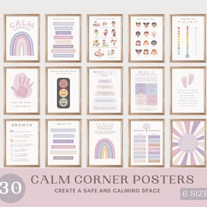 30 carteles educativos de rincón tranquilo Recursos de aprendizaje Aprendizaje emocional Decoración calmante Impresión Consejero Arte de oficina Imprimible para niños