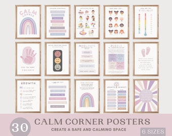 30 Calm Corner Educational Posters Learning Resources Emotional Learning Calming Decor Print Counselor Office Art Printable Kids