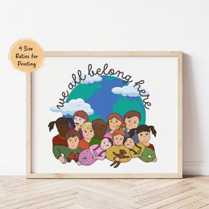 Down Syndrome We All Belong Here Poster, School Counselor, Social Worker Equality Safe Space Inclusive Wall Art